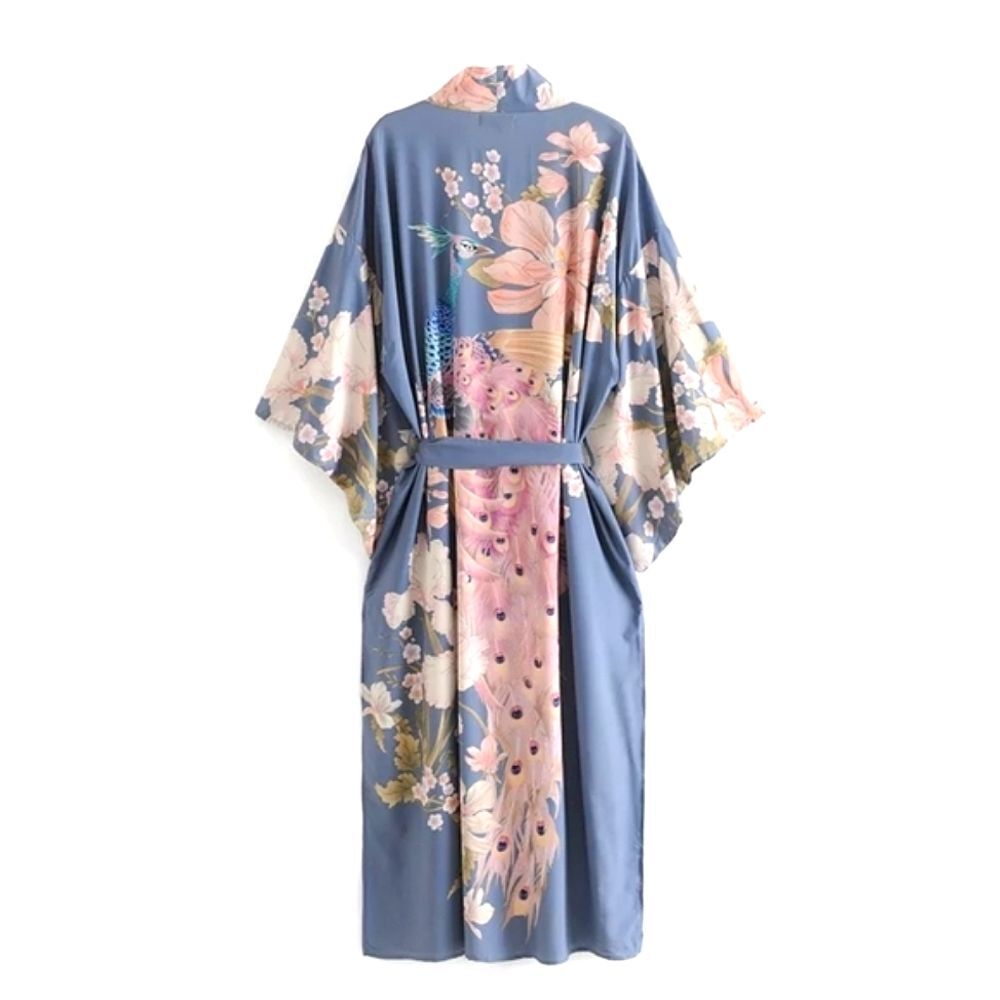 🍒NWT🍒 LIGHTWEIGHT PEACOCK PRINT BOHO KIMONO
